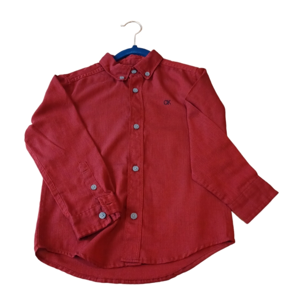 Calvin Klein Jeans Shirt Long sleeve Boy Size 5 Burgundy